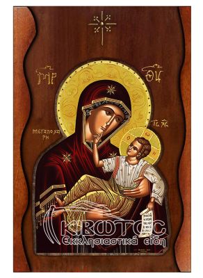 Εικόνα Παναγία Μεγαλόχαρη Σκαλιστό Κύμα 38x25cm