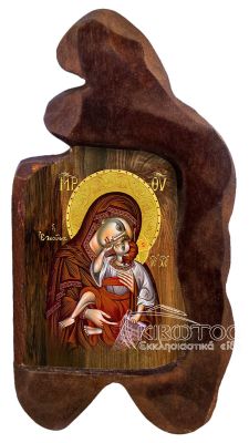 εικόνα βάπτισης Παναγία Ελεούσα εκκλησιαστικά είδη Ξύλινο Εικονάκι Σκαφτό Ακανόνιστο Περίγραμμα 12x7