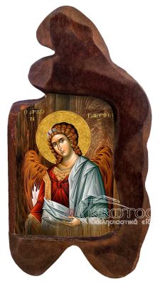 εικόνα βάπτισης Αρχάγγελος Γαβριήλ εκκλησιαστικά είδη Ξύλινο Εικονάκι Σκαφτό Ακανόνιστο Περίγραμμα 12x7