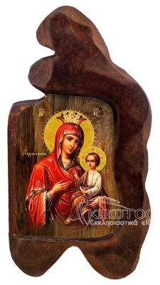 εικόνα βάπτισης Παναγία Γοργοεπήκοος εκκλησιαστικά είδη Ξύλινο Εικονάκι Σκαφτό Ακανόνιστο Περίγραμμα 12x7