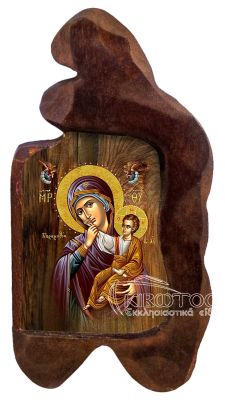 εικόνα βάπτισης Παναγία Παραμυθία εκκλησιαστικά είδη Ξύλινο Εικονάκι Σκαφτό Ακανόνιστο Περίγραμμα 12x7