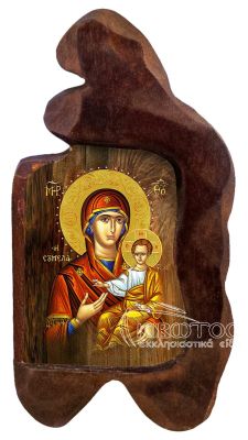εικόνα βάπτισης Παναγία Σουμελά εκκλησιαστικά είδη Ξύλινο Εικονάκι Σκαφτό Ακανόνιστο Περίγραμμα 12x7