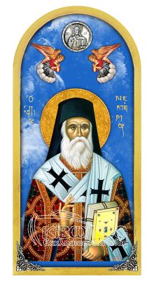 Εικόνα Ουρανός Άγιος Νεκτάριος 38x18cm