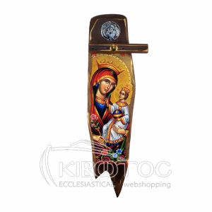 Εικόνα Παναγία Ρόδο Αμάραντο Ξύλινη Μακρόστενη