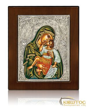 Εικόνα Παναγία Γλυκοφιλούσα Αγιογραφία από Ασήμι