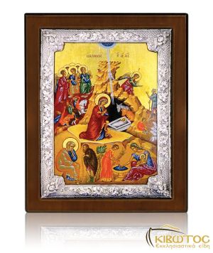 Εικόνα Ασημένια Γέννηση του Χριστού 28x22cm