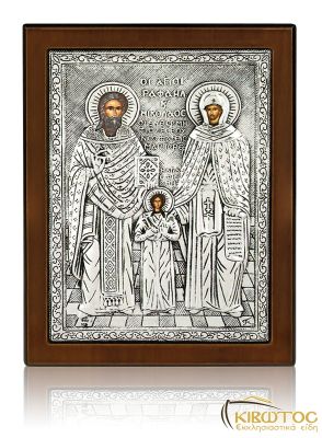 Εικόνα Ασημένια Άγιοι Ραφαήλ Νικόλαος Ειρήνη 23x17cm