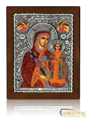 Ασημένια Εικόνα Παναγία Ρόδον Αμάραντον Αγιογραφία 