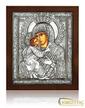 Εικόνα Ασημένια Παναγία Γλυκοφιλούσα Βυζαντινή