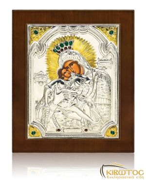 Εικόνα Ασημένια Παναγία Γλυκοφιλούσα 26x21