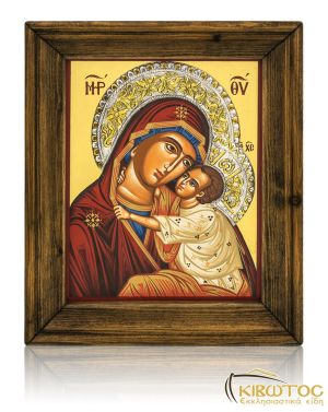Εικόνα Ασημένια Παναγία Γλυκοφιλούσα 22x19