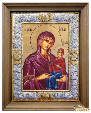 Εικόνα Ασημένια Αγία Άννα με Κορνίζα 38x30