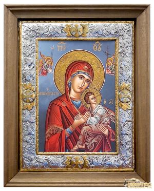 Εικόνα Ασημένια Παναγία Θεοσκέπαστη με Κορνίζα 38x30