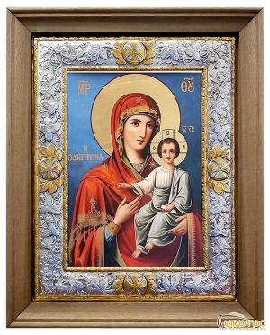 Εικόνα Ασημένια Παναγία Οδηγήτρια με Κορνίζα 38x30