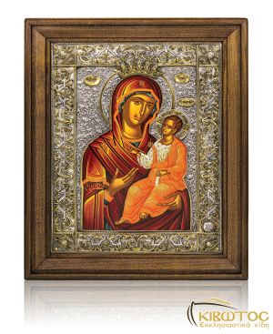 Εικόνα Ασημένια Παναγία η Οδηγήτρια Αγιογραφία 50x40cm