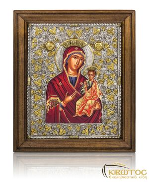 Εικόνα Ασημένια Παναγία Αμόλυντος Αγιογραφία 48x40cm