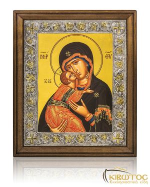 Εικόνα Ασημένια Παναγία Γλυκοφιλούσα 41x34cm