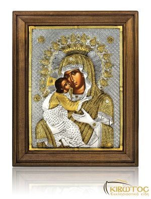 Εικόνα Ασημένια Παναγία Γλυκοφιλούσα 58x45cm