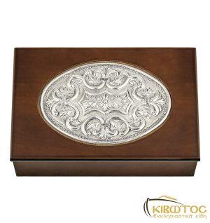 Στεφανοθήκη Ξύλινη με Ασημένια Καρδιά