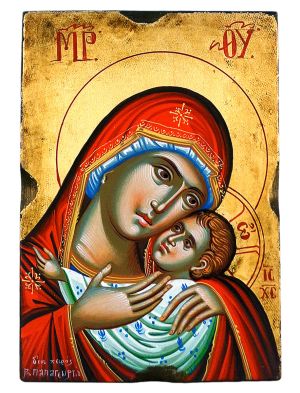 Εικόνα Αγιογραφία Παναγία Σε Ξύλο Με Φύλλα Χρυσού