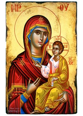 Εικόνα Αγιογραφία Παναγία Ξύλο Φύλλα Χρυσού