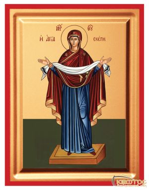 Εικόνα Αγία Σκέπη Μεταξοτυπία