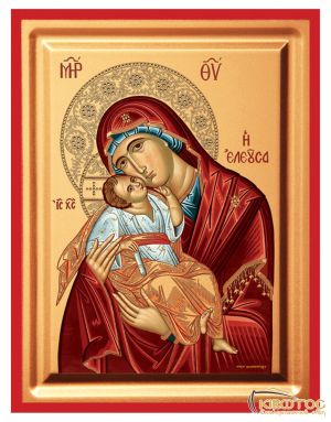 Εικόνα Παναγία Η Ελεούσα Μεταξοτυπία