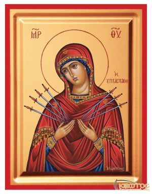 Εικόνα Παναγία Επτάσπαθη Μεταξοτυπία