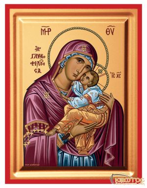 Εικόνα Παναγία Γλυκοφιλούσα Μεταξοτυπία