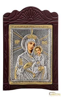 Εικόνα Παναγία της Τήνου Μεταλλική με Ξύλινη Κορνίζα