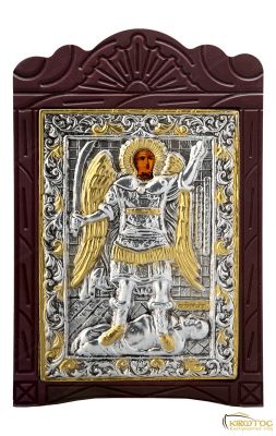Εικόνα Ταξιάρχης Μιχαήλ ο Πανορμίτης Μεταλλική με Ξύλινη Κορνίζα