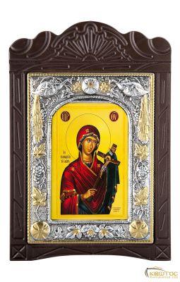 Εικόνα Παναγία του Χάρου Μεταλλική με Ξύλινη Κορνίζα