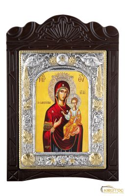 Εικόνα Παναγία η Οδηγήτρια Μεταλλική με Ξύλινη Κορνίζα