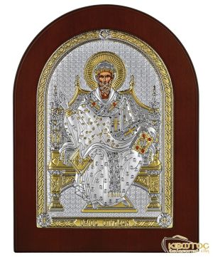 Εικόνα Ασημένια Άγιος Σπυρίδων Οβάλ