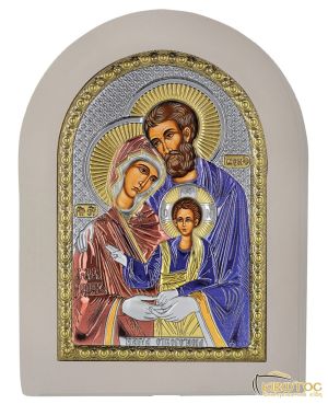 Εικόνα Ασημένια Η Αγία Οικογένεια Οβάλ