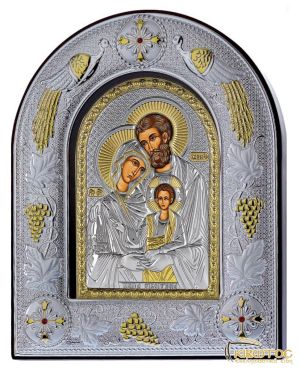 Εικόνα Αγία Οικογένεια Ασημένια Χειροποίητη