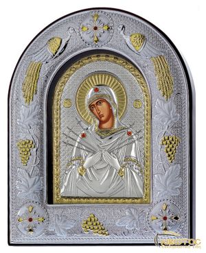 Εικόνα Παναγία Επτάσπαθη Ασημένια Χειροποίητη