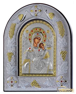 Εικόνα Παναγία Αμόλυντος Ασημένια Χειροποίητη