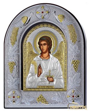 Εικόνα Φύλακας Άγγελος Ασημένια Χειροποίητη