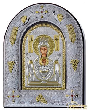 Εικόνα Παναγία το Άγιο Δισκοπότηρο Ασημένια Χειροποίητη