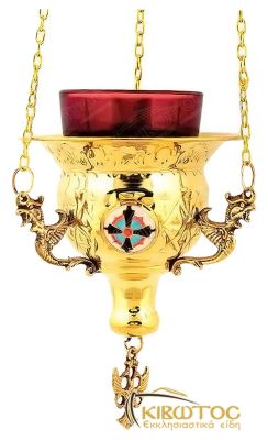 Καντήλι Επίχρυσο Κρεμαστό με Σμάλτο
