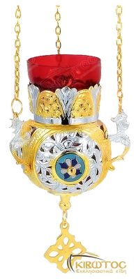 Καντήλι Δίχρωμο Επίχρυσο  Κρεμαστό με Σμάλτο