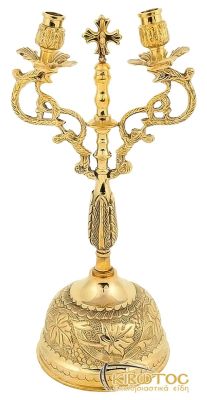 Κηροπήγιο Δίκερο Επίχρυσο