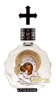 μπουκαλάκι αγιασμού γυάλινο με παράσταση Παναγία Αγγέλων