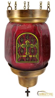 Καντήλι Συρόμενο Φυσητό Γυαλί Κόκκινο Σταυρός