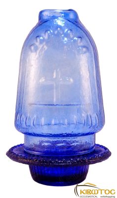 Καντήλι Γυάλινο Σταυρός Μπλε