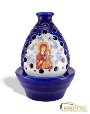 Καντήλι Πήλινο Χρυσοτυπία με παράσταση Αγίων Κόκκινο