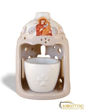 Καντήλι Πήλινο Χρυσοτυπία με παράσταση Αγίων Κόκκινο