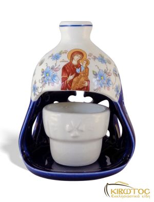 Καντήλι Πήλινο Χρυσοτυπία με παράσταση Αγίων Κόκκινο