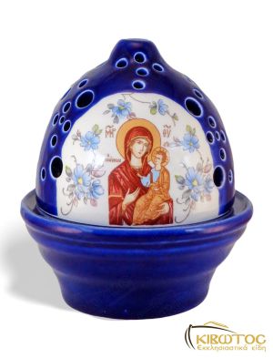 Καντήλι Πήλινο Χρυσοτυπία με παράσταση Αγίων Κόκκινο